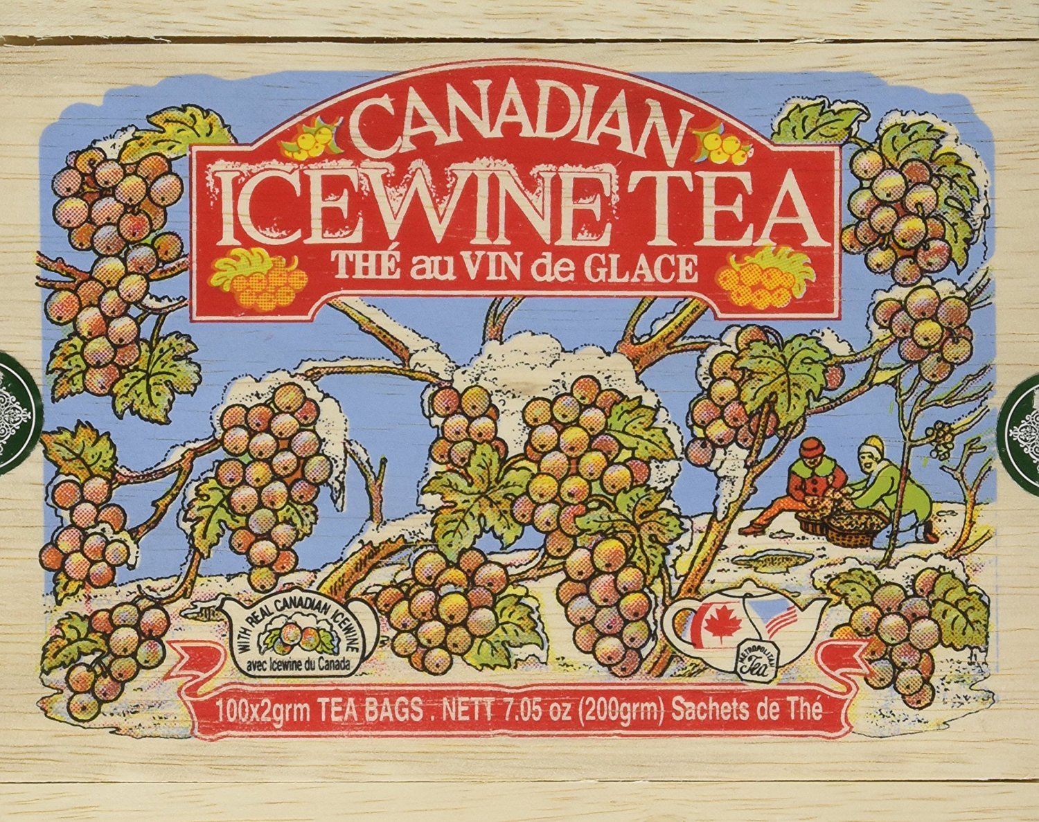 Metropolitan Tea Canadian Ice Wine Tea - 100 Count Tea Bags in Wood Box