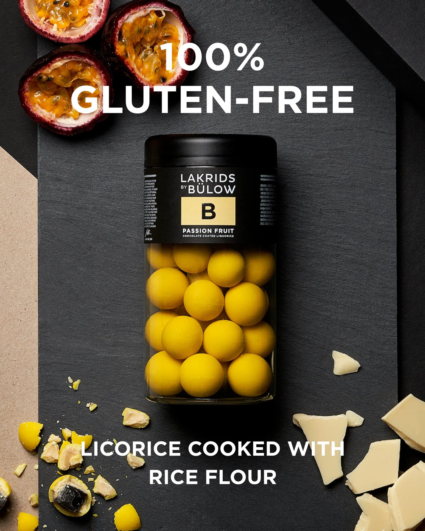 Lakrids By Blow - B - Passion Fruit - 10.41 Oz - Chocolate Coated Gourmet Licorice - Authentic Scandinavian Candy Produced In De