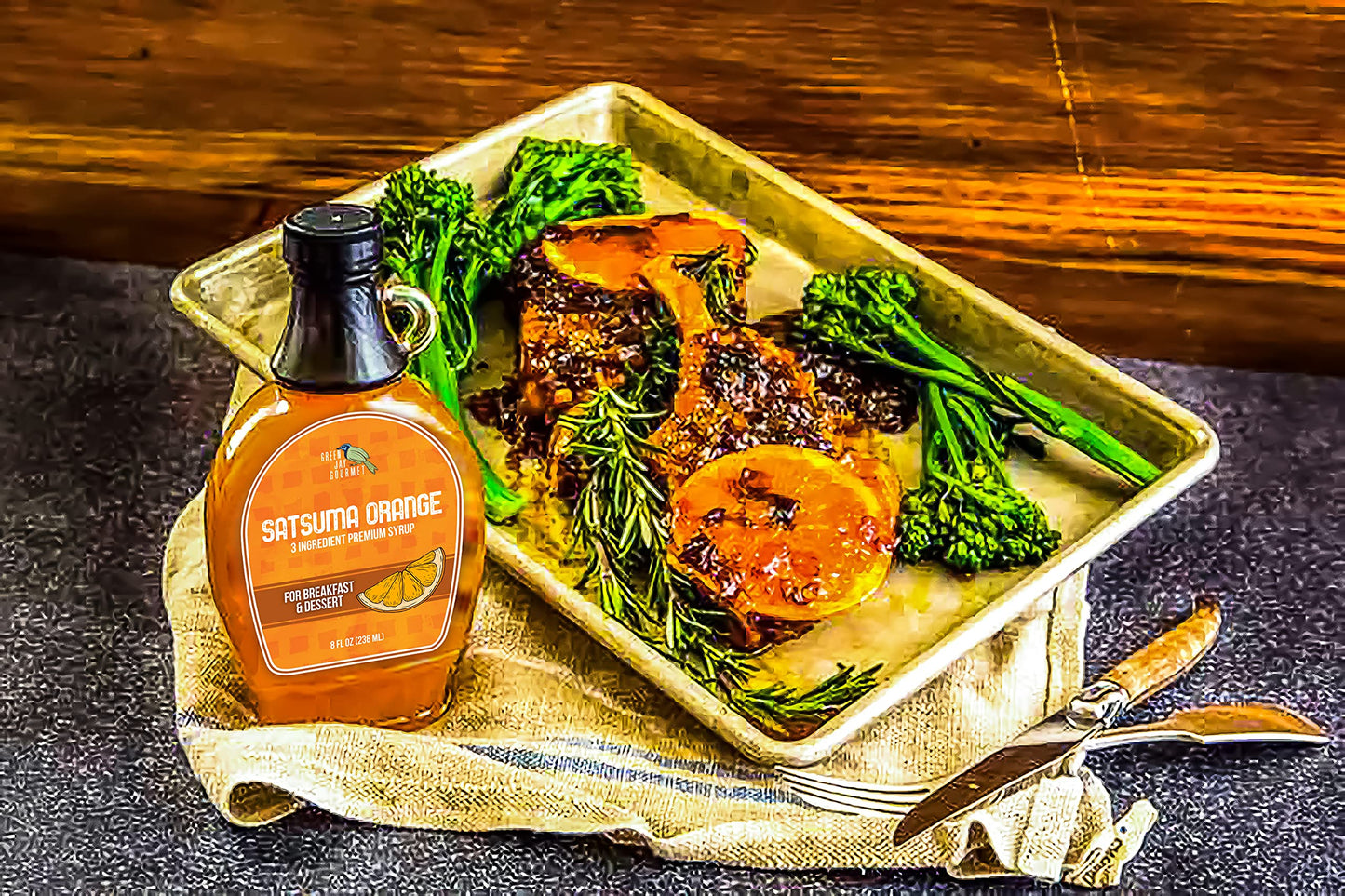 Green Jay Gourmet Satsuma Orange Syrup - 3 Ingredient Premium Breakfast Syrup With Fresh Orange, Cane Sugar & Lemon Juice - All-