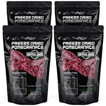 Survival Grocery Freeze Dried Pomegranate Seeds - Certified Kosher, No Sugar Added, No Preservatives, Rich in Antioxidants & Vit