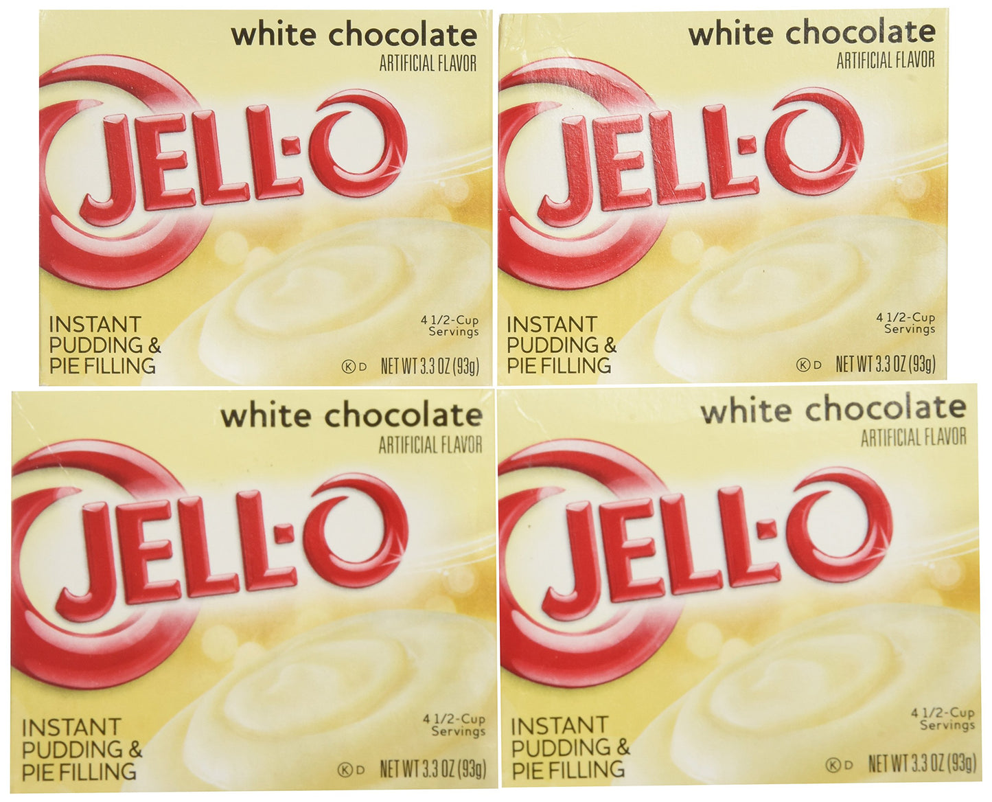 Jell-O Instant Pudding & Pie Filling, White Chocolate, 3.3-Ounce Boxes (Pack Of 4)
