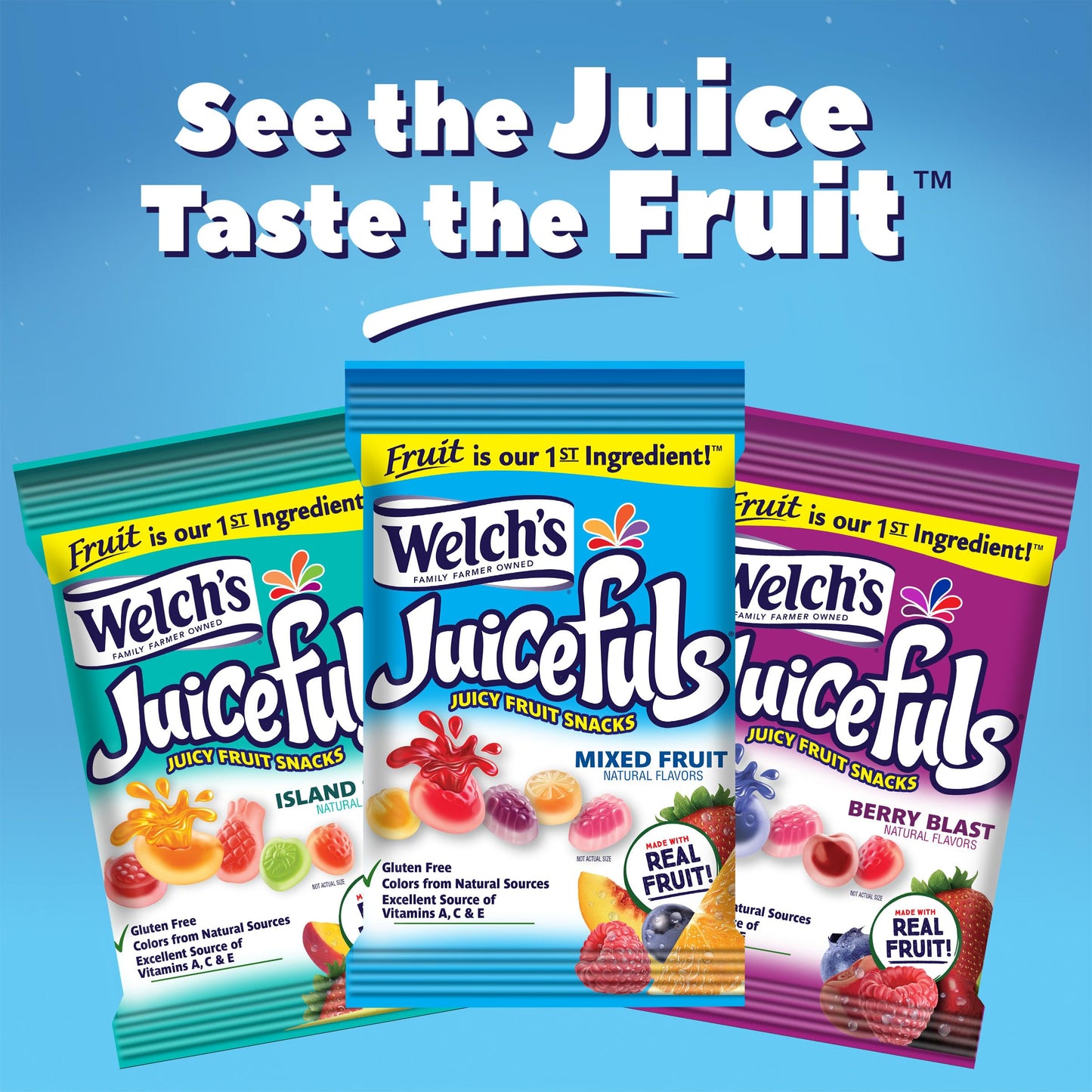Welch'S Juicefuls Juicy Fruit Snacks, Mixed Fruit, Berry Blast & Island Splash Fruit Gushers Variety Pack, Perfect For School Lu