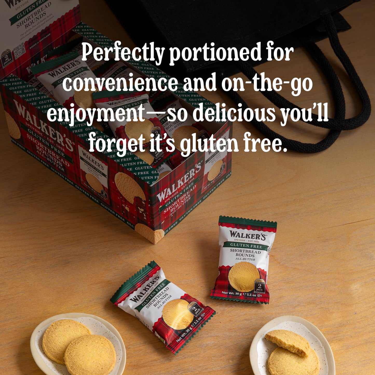 Walkers All-Butter Shortbread Rounds, Gluten Free Cookies - Individually Wrapped (Pack of 24) - Authentic Shortbread Cookies fro