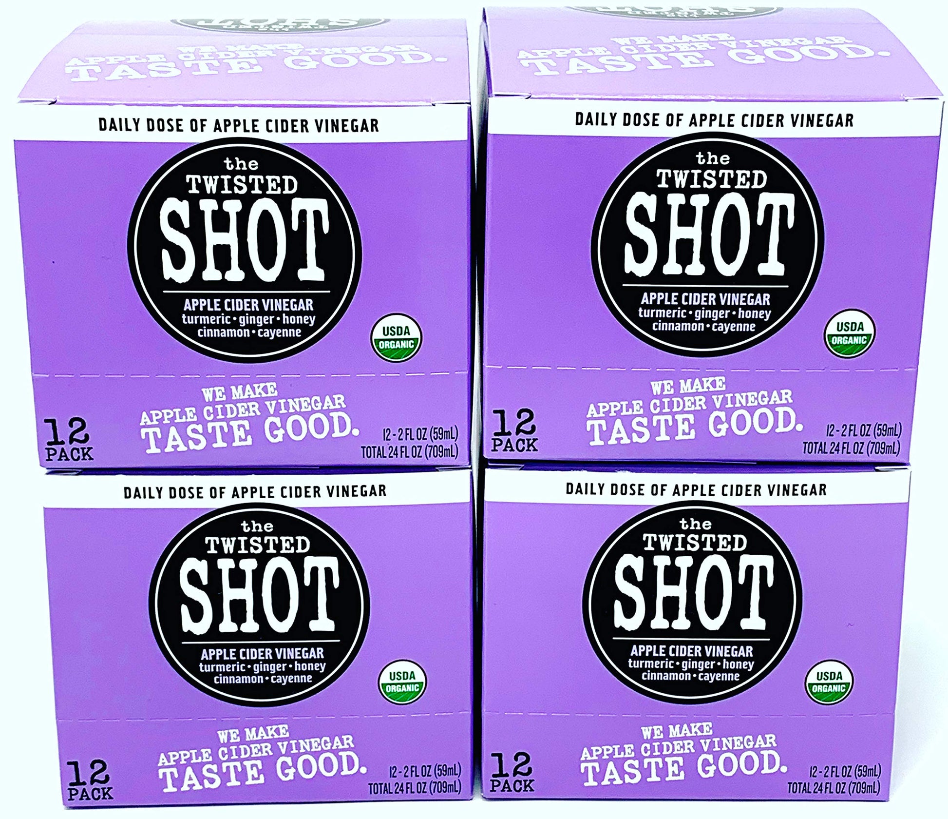 The Twisted Shot | Apple Fruit Beverage Vinegar Shots With Turmeric  Flavor Blendger  Cinnamon  Honey & Cayenne | Wellness Drink | 100% Usda Certified Organic | Gut Health | 48-Pack Of 2Oz Shots