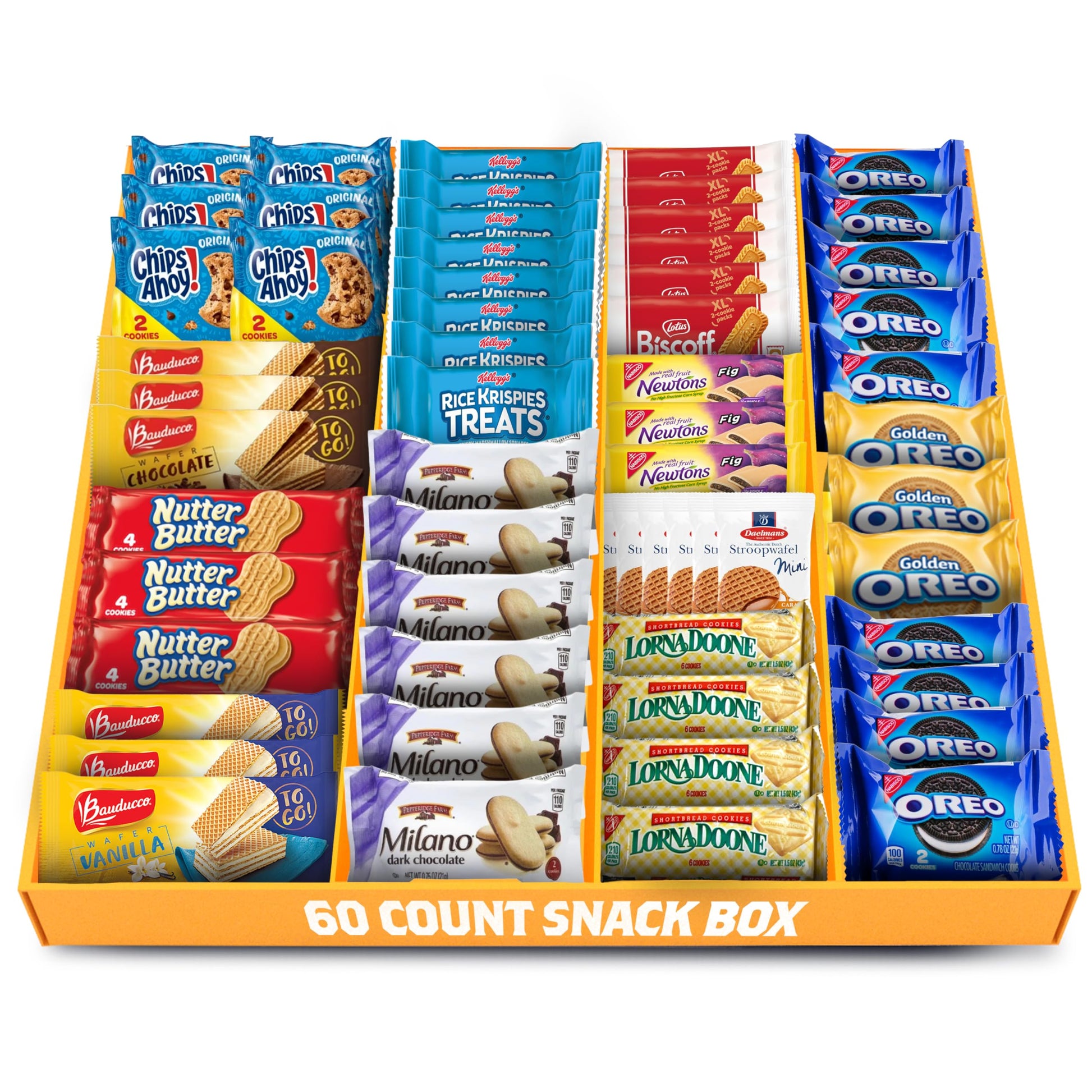 Cookie Variety Snack Box | 60 Count | Bulk Office Snacks, Birthday Gift, College Care Package, School, Parties, Military | Individually Wrapped, Assorted