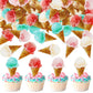Ercadio 40 Pack Edible Ice Cream Cupcake Toppers Edible Cake Decoration Drink Topper Picks for Baby Shower Birthday Summer Hawai
