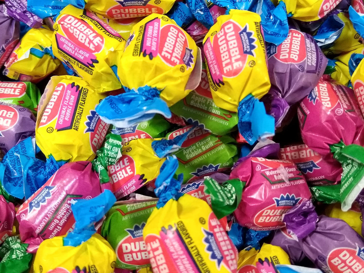 4 Flavor Gum - 2 Lbs Of Assorted Apple Watermelon Grape Original Individually Wrapped Fresh Bubble Gum
