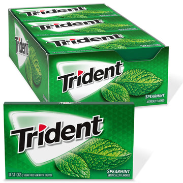 Trident Spearmint Sugar Free Gum, 12 Packs Of 14 Pieces (168 Total Pieces)