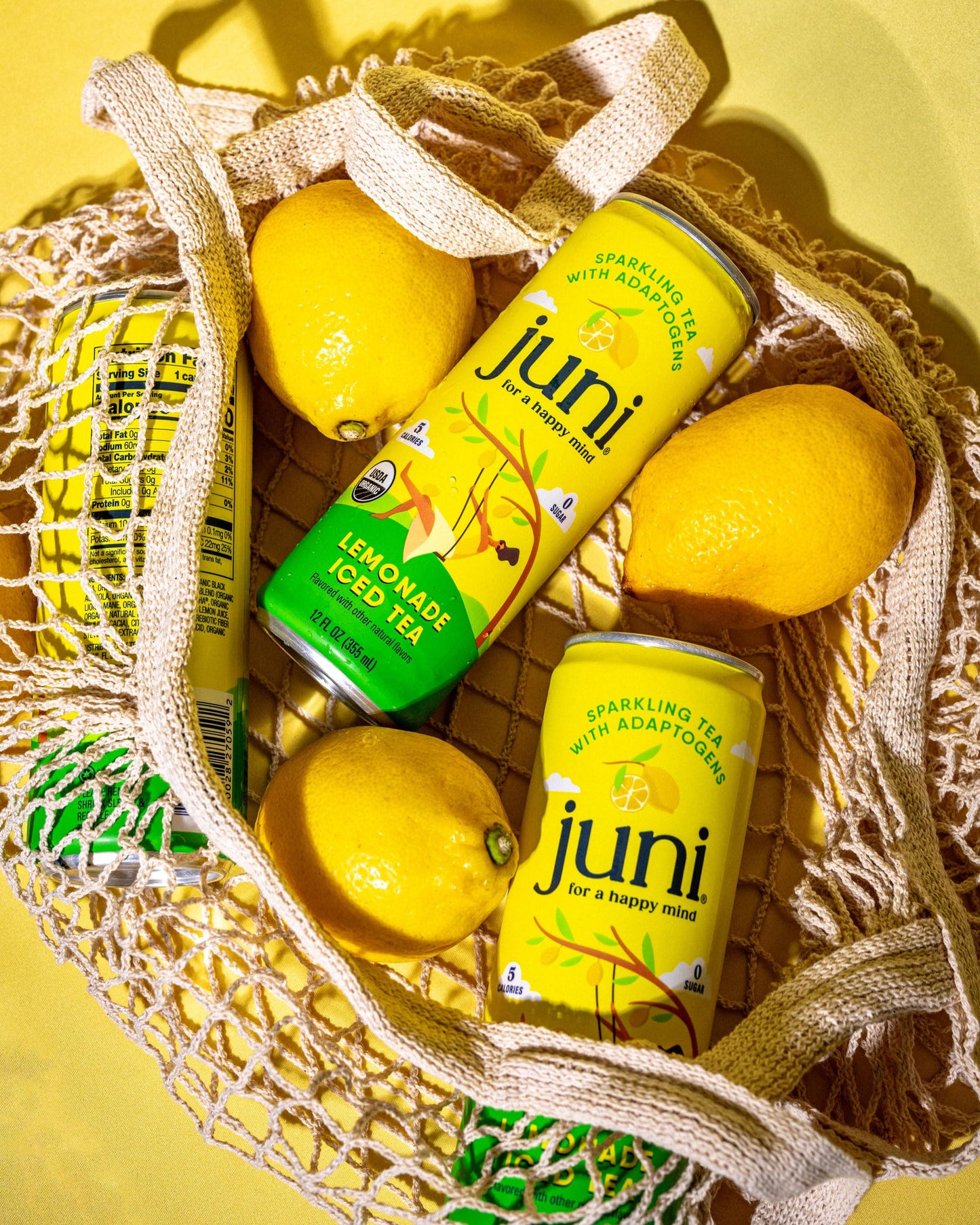 Juni Sparkling Adaptogen Drink with Ashwagandha  Lions Mane & Reishi Mushrooms | Green Tea for Focus  Zero Sugar  10 Calories  Organic | Non fermented-style flavoric Drinks - Lemonade Iced Tea 12 pack