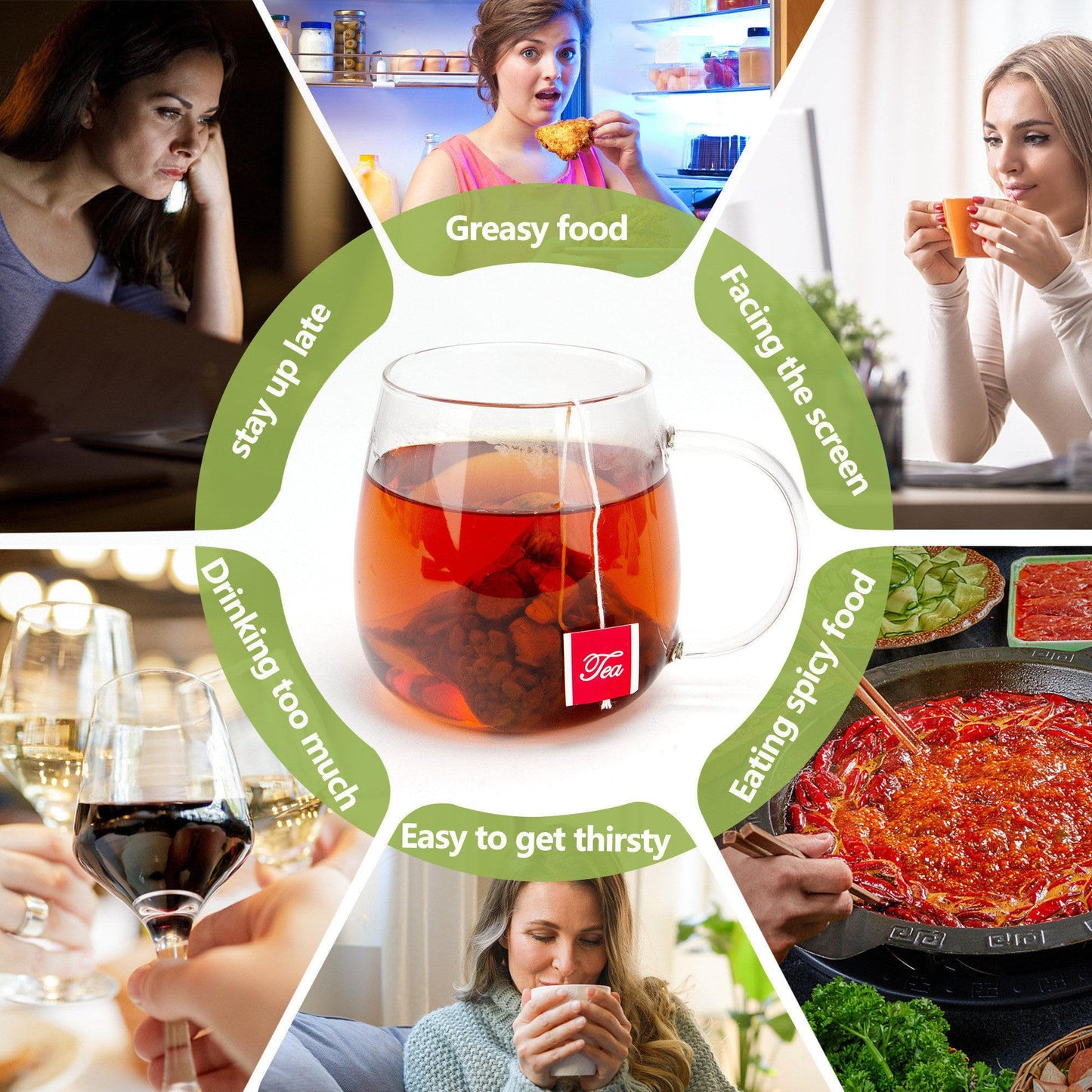 Chrysanthemum Cassia Seed Tea Bags, Chinese Liver Cleanse Detox & Repair Tea With Burdock Root Wolf-Berry Honeysuckle Osmanthus
