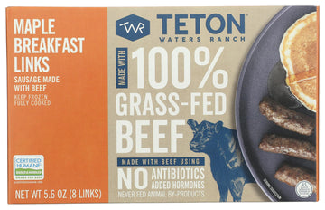Teton Waters Ranch Grass-Fed Beef Maple Breakfast Links, 5.6 Oz