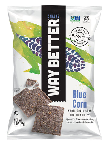 Way Better Snacks Sprouted Gluten Free Tortilla Chips, Unbeatable Blues, 1 Ounce (Pack Of 12)