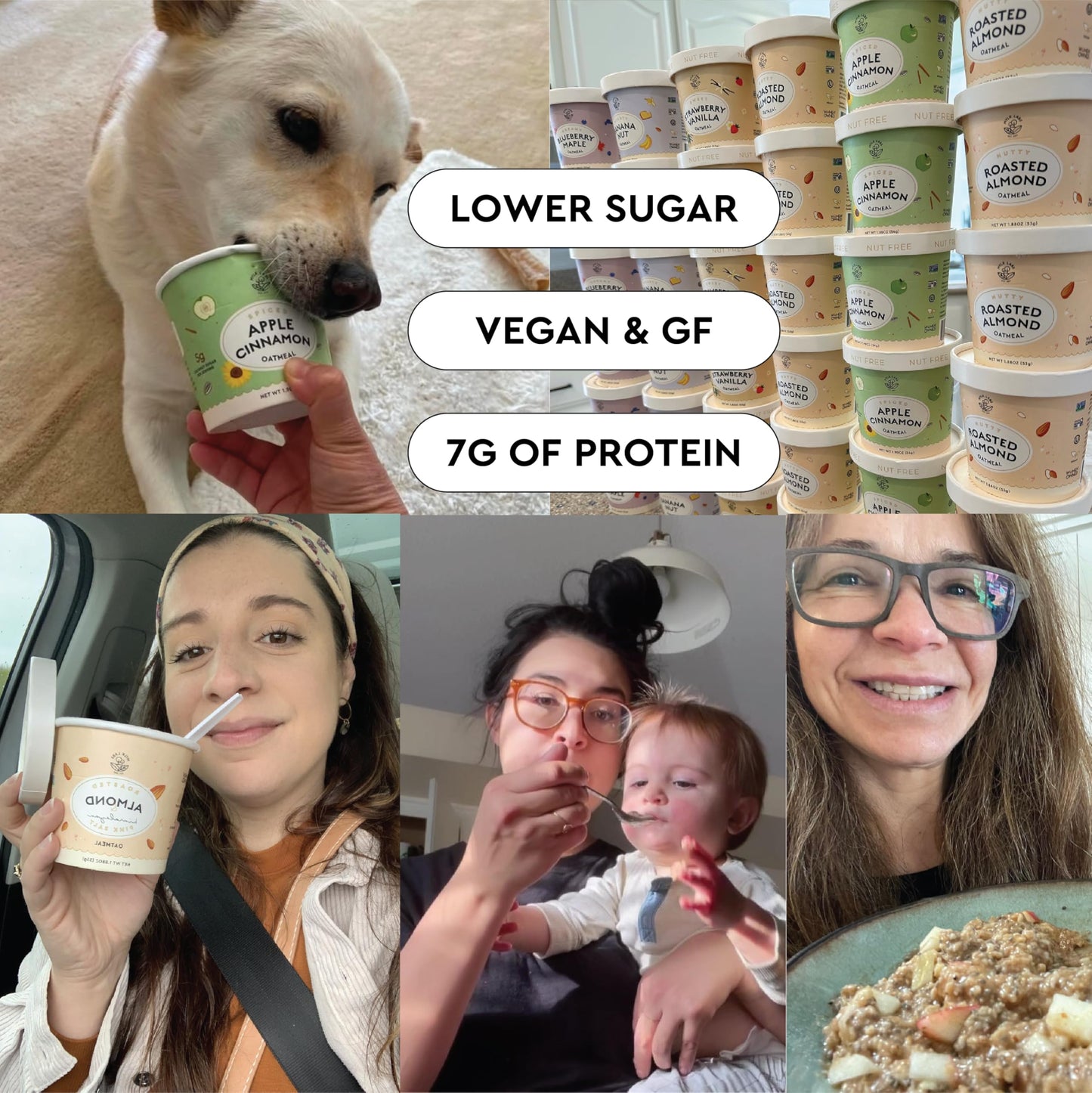 Mylk Labs Apple Cinnamon Protein Oatmeal Cups, Whole Grain, Low Sugar, High Fiber Breakfast with Superfoods, Quick & Easy, On th