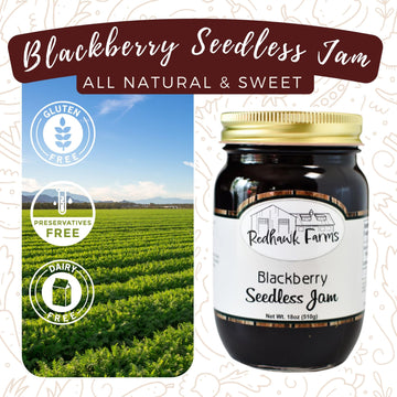 Redhawk Farms Seedless Blackberry Jam - All-Natural Blackberry Preserves With No Artificial Flavors, Sweeteners Or Preservatives