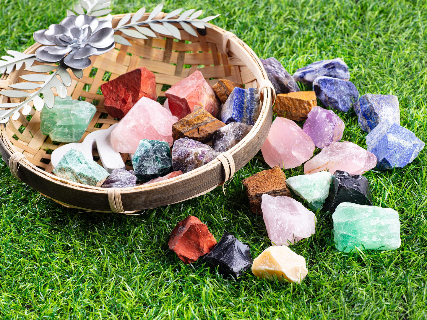 Uu Unihom 3 Lbs Bulk Rough Madagascar Stones Mix - Large 1'' Natural Raw Stones Crystal For Tumbling, Cabbing, Fountain Rocks, D