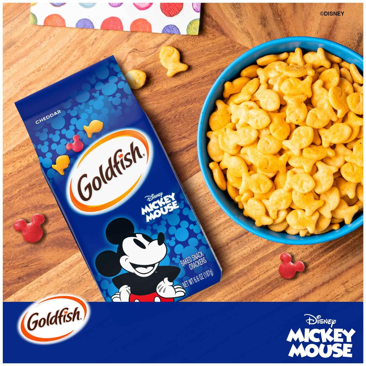 Pepperidge Farm Disney Mickey Mouse Cheddar Crackers, Snack Crackers, 6.6 Oz Bag