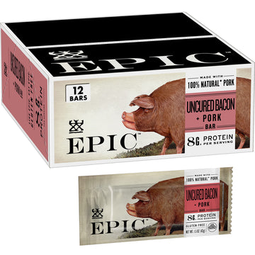Epic Uncured Bacon Protein Bars, Paleo Friendly, 12 Ct, 1.5 Oz Bars