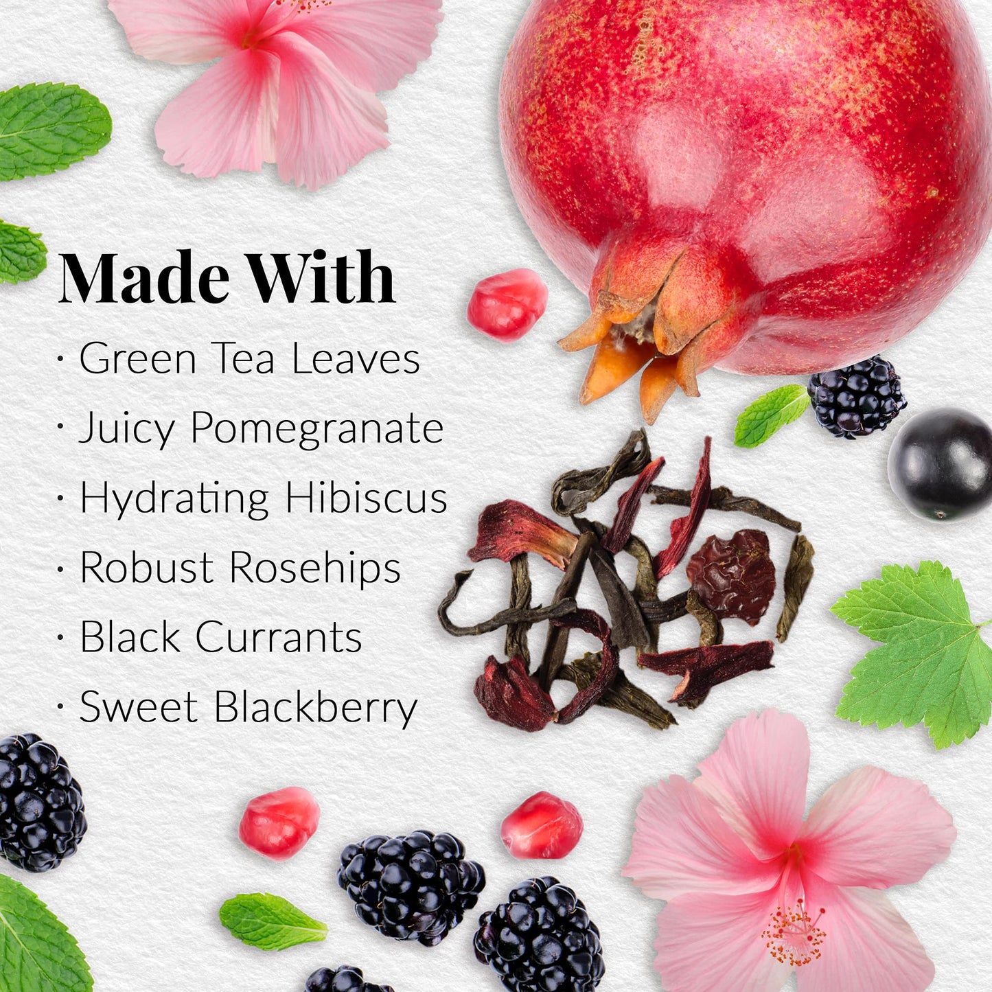 The Republic of Tea Pomegranate Superfruit Loose Green Tea, 1 lb Bulk Bag, Steeps 200 Cups