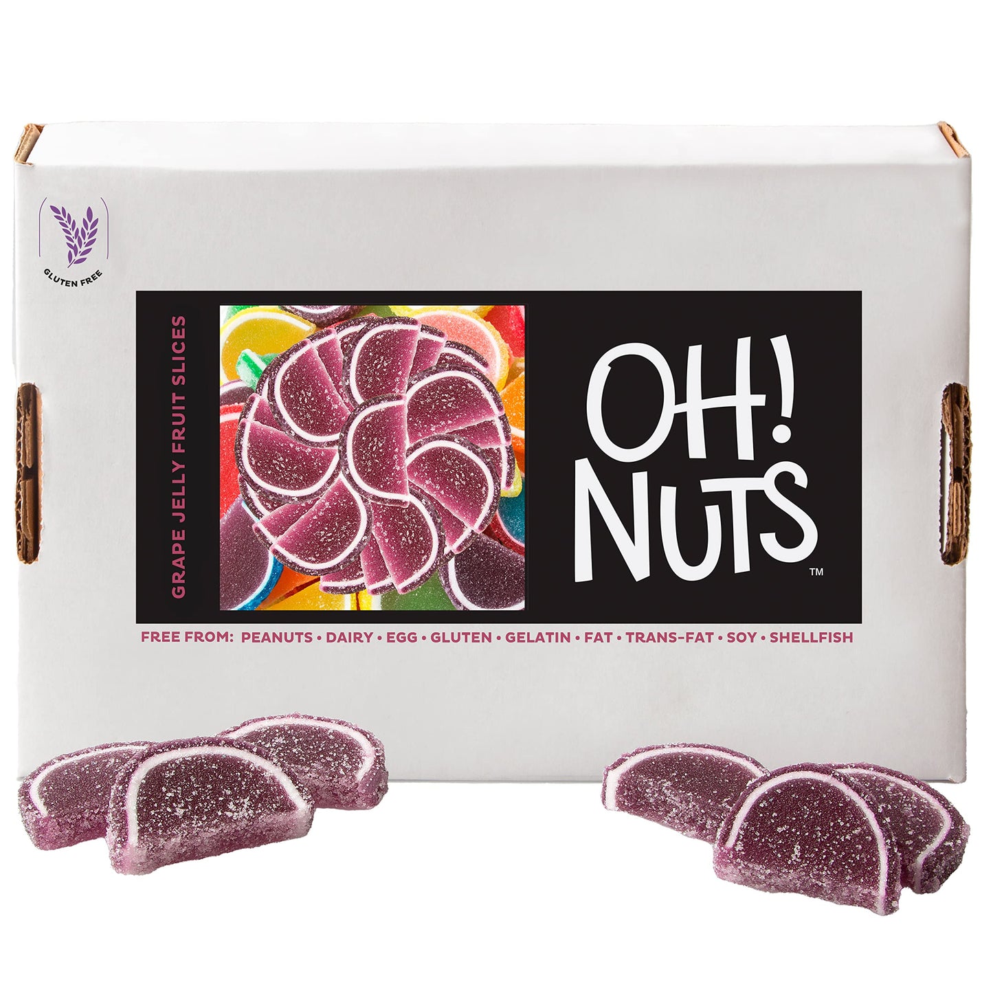 Oh! Nuts Grape Jelly Fruit Slices Sugar Candy - 5 Lb Bulk Bag | Traditional Old Fashioned Chewy Gummy Sweet Confectionery | Gluten-Free, Kosher Certified Pareve (150 Ct)