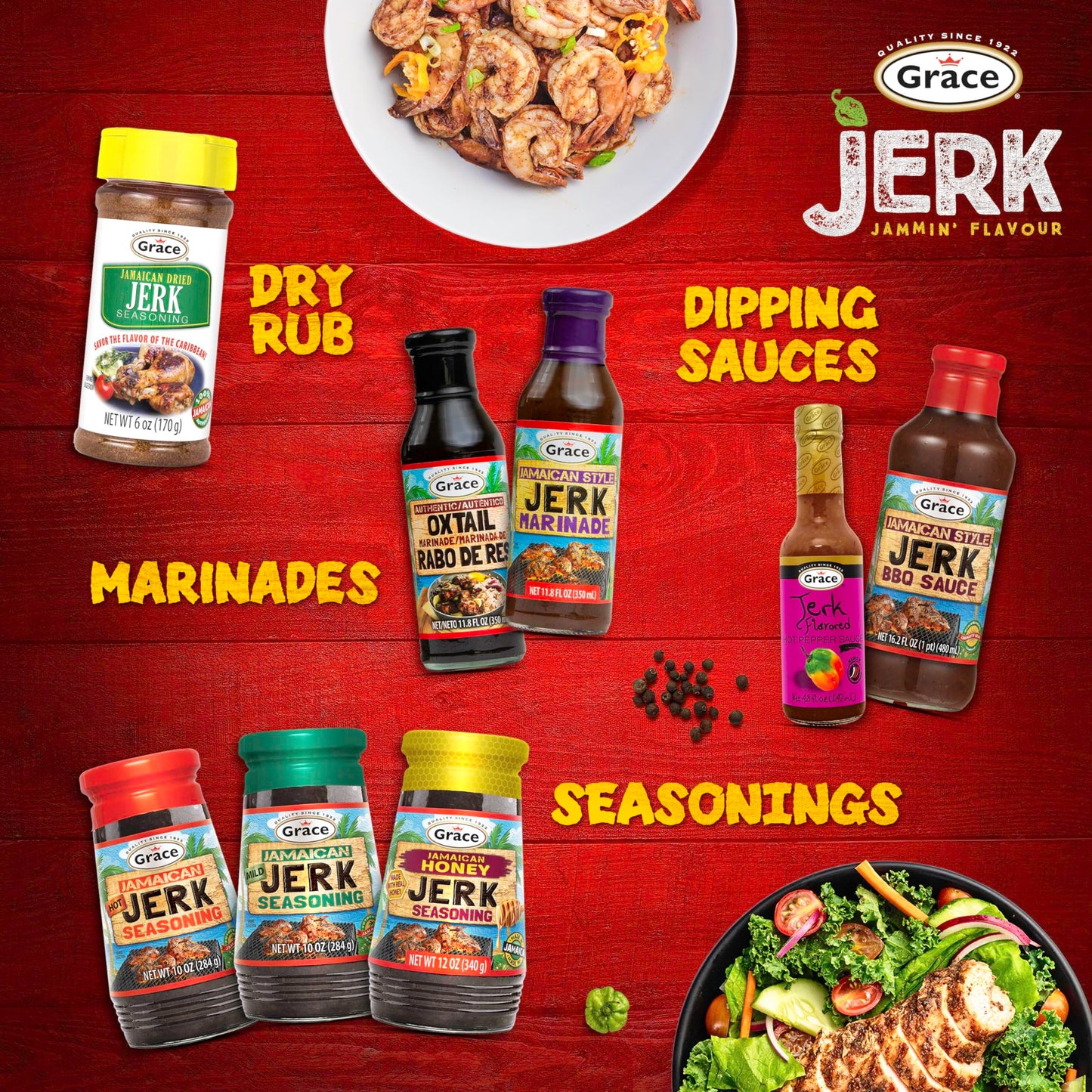 Grace Jamaican Mild Jerk Seasoning (Two 10 Oz Jars) - Mild Jamaican Style - Caribbean Jerk For Chicken & Oxtail