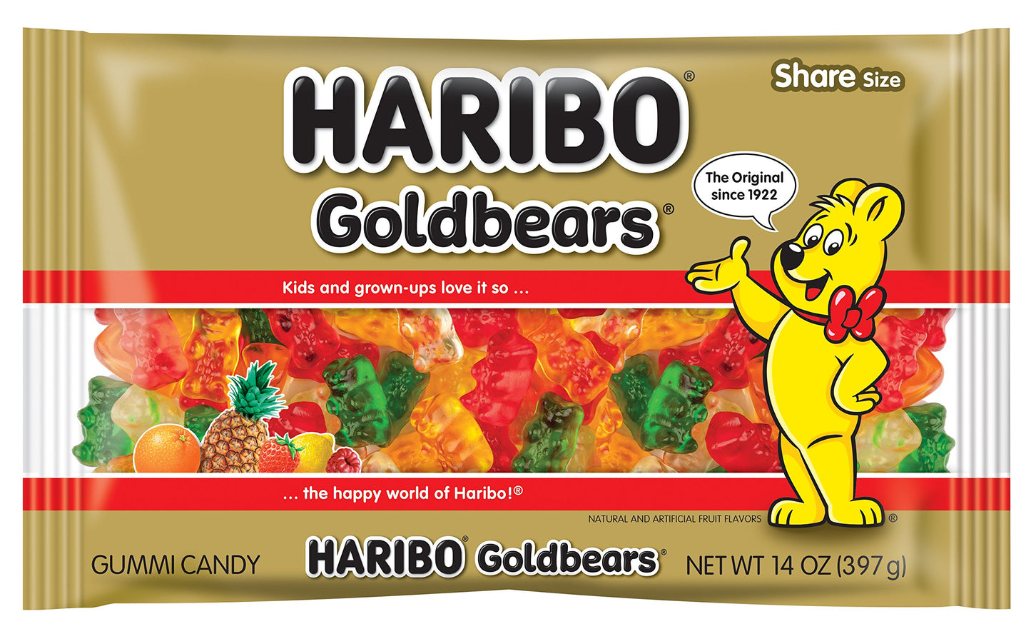 HARIBO Gummi Candy, Original Goldbears, 14 Ounce (Pack of 12)