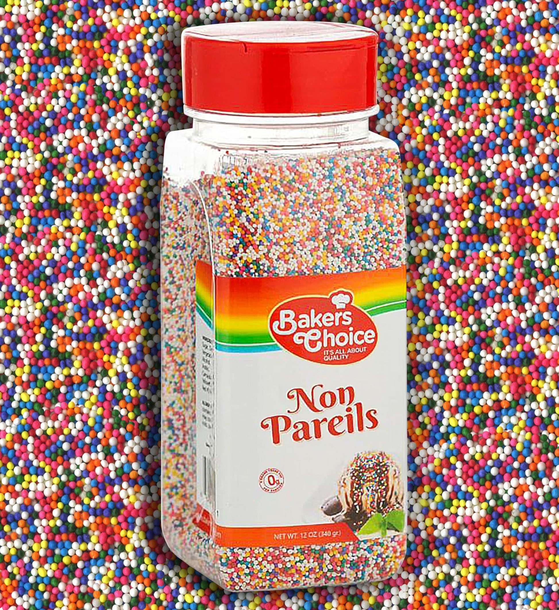 Bakers Choice Rainbow Nonpareils Sprinkles, Gluten Free, Dairy Free, 12 oz, Multicolored