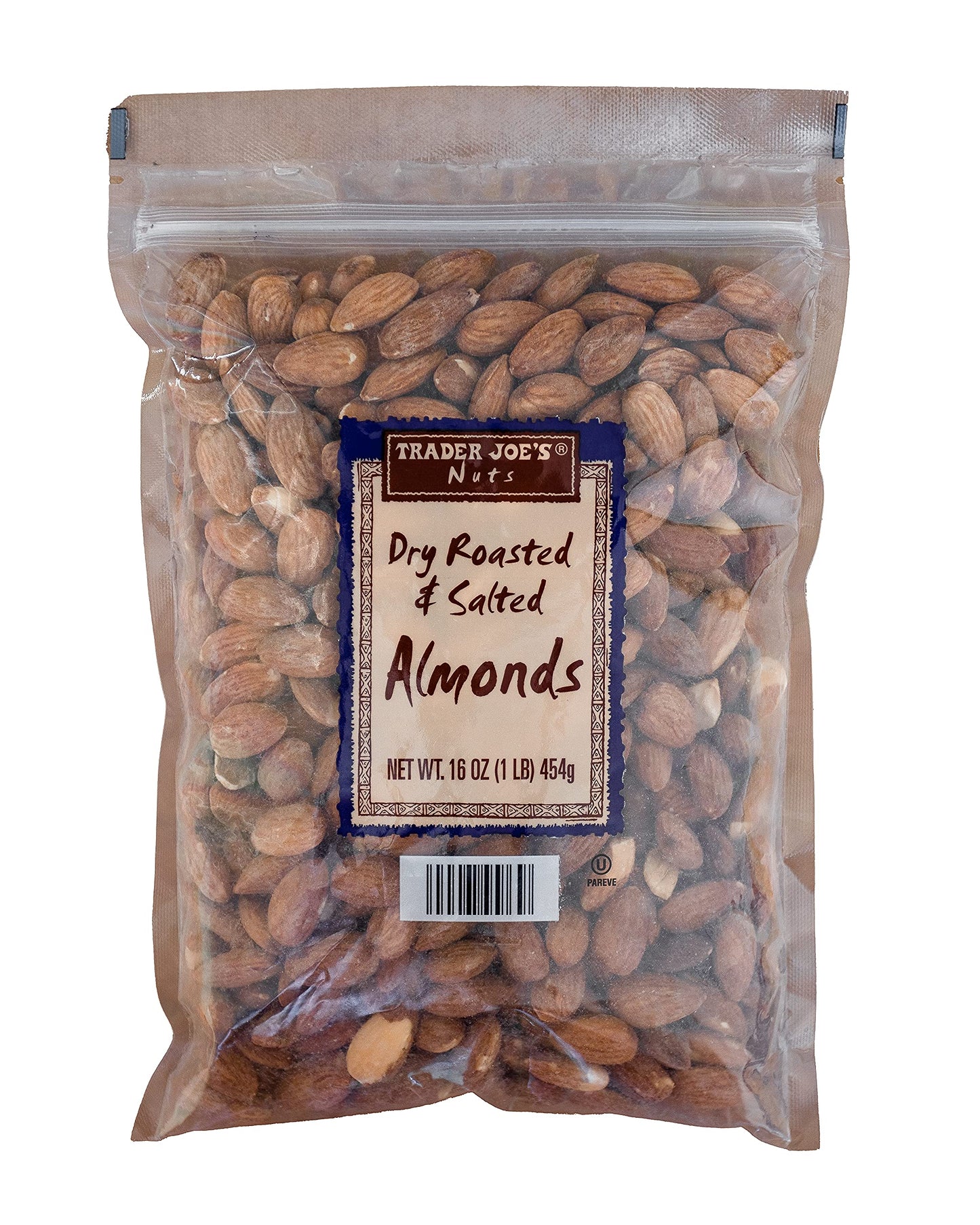 Trader Joes Dry Roasted & Salted Almonds, 1 Pound (Pack of 1)