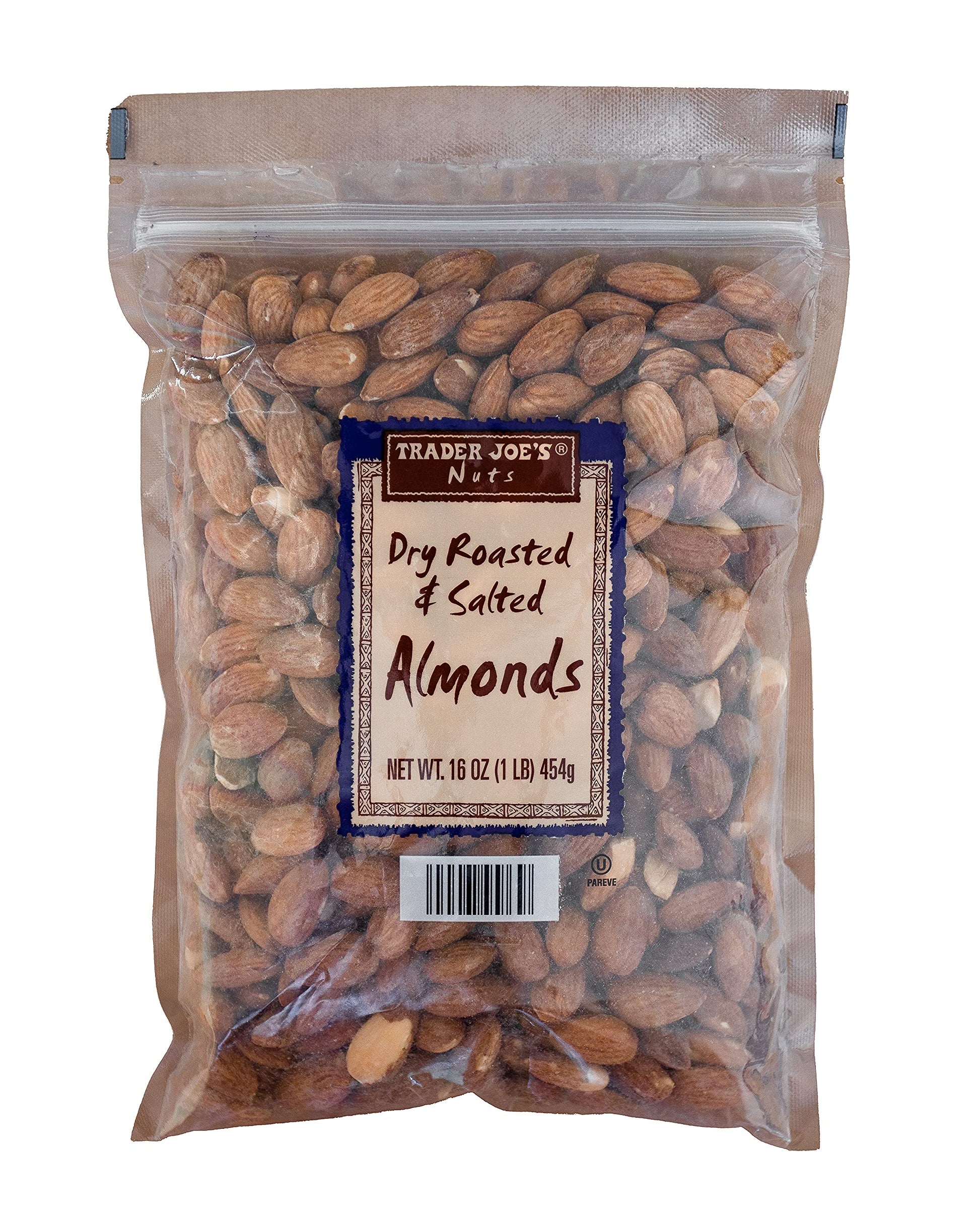 Trader Joes Dry Roasted & Salted Almonds, 1 Pound (Pack of 1)