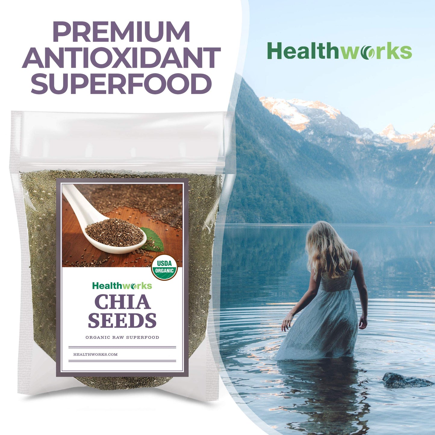 Healthworks Chia Seeds Raw (32 Ounces / 2 Pounds) | Premium & All-Natural | Contains Omega 3, Fiber & Protein | Great With Shakes, Smoothies & Oatmeal