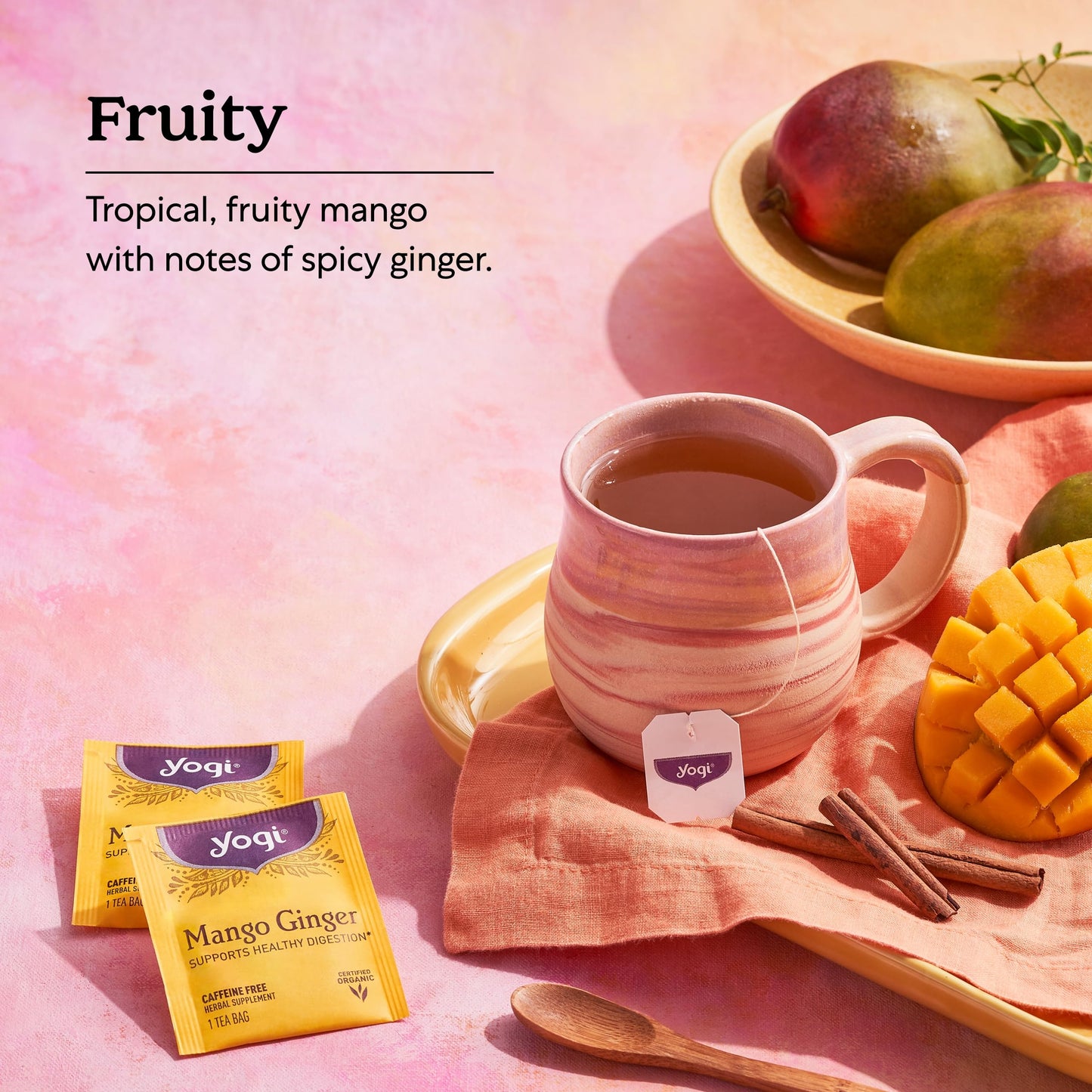 Yogi Tea Mango Ginger - 16 Bags per Pack (4 Packs) - Organic Ginger Root Tea to Support Healthy Digestion - Contains Antioxidant