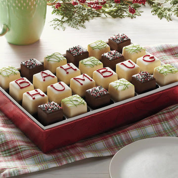 The Swiss Colony Bah Humbug Petits Fours Cakes - Gourmet Cake Assortment with Chocolate, Vanilla, and Layer Cakes - Holiday Dess