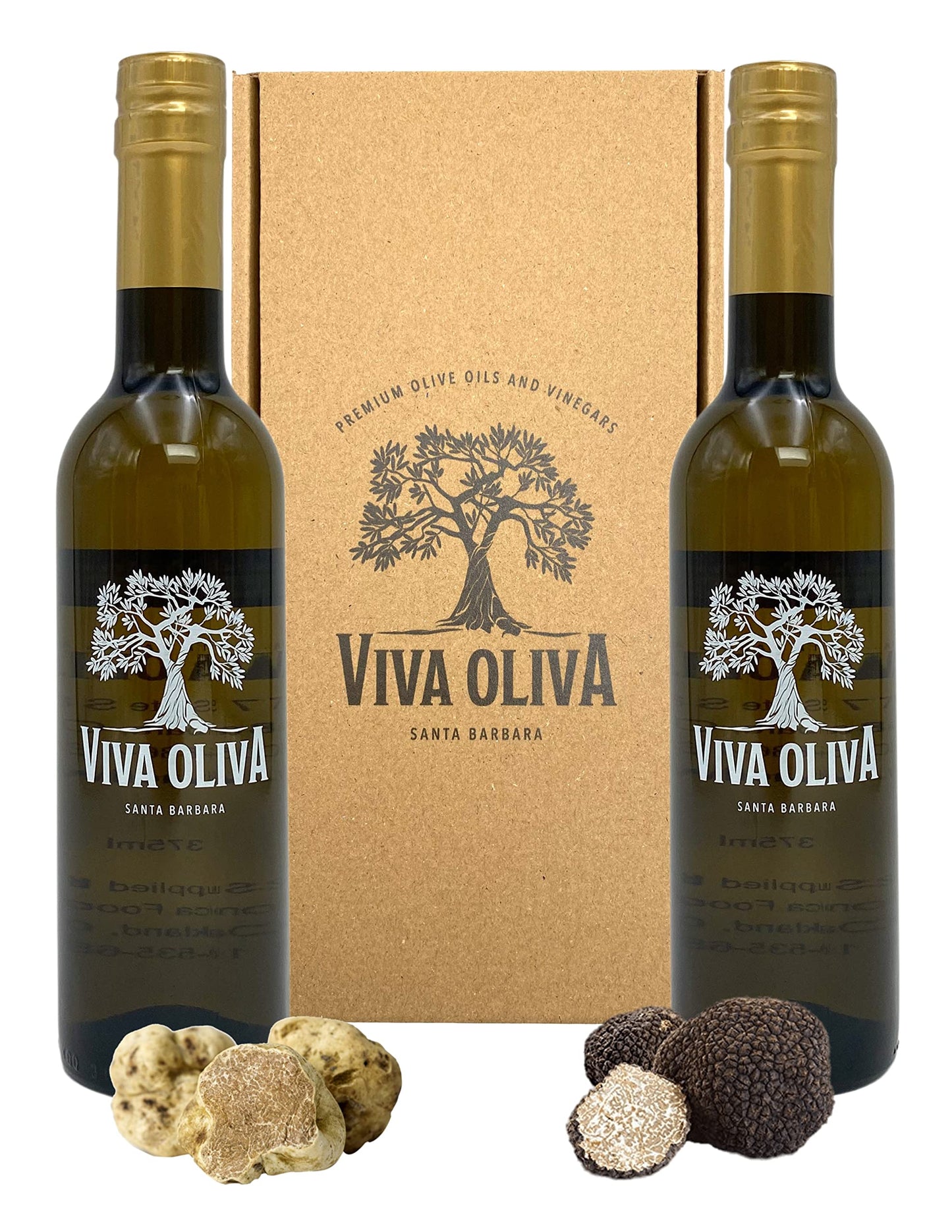 Viva Oliva Truffle Oil Gift Set - Premium White & Black Infused Olive Oil - 12.7 Fl Oz (Pack of 2)