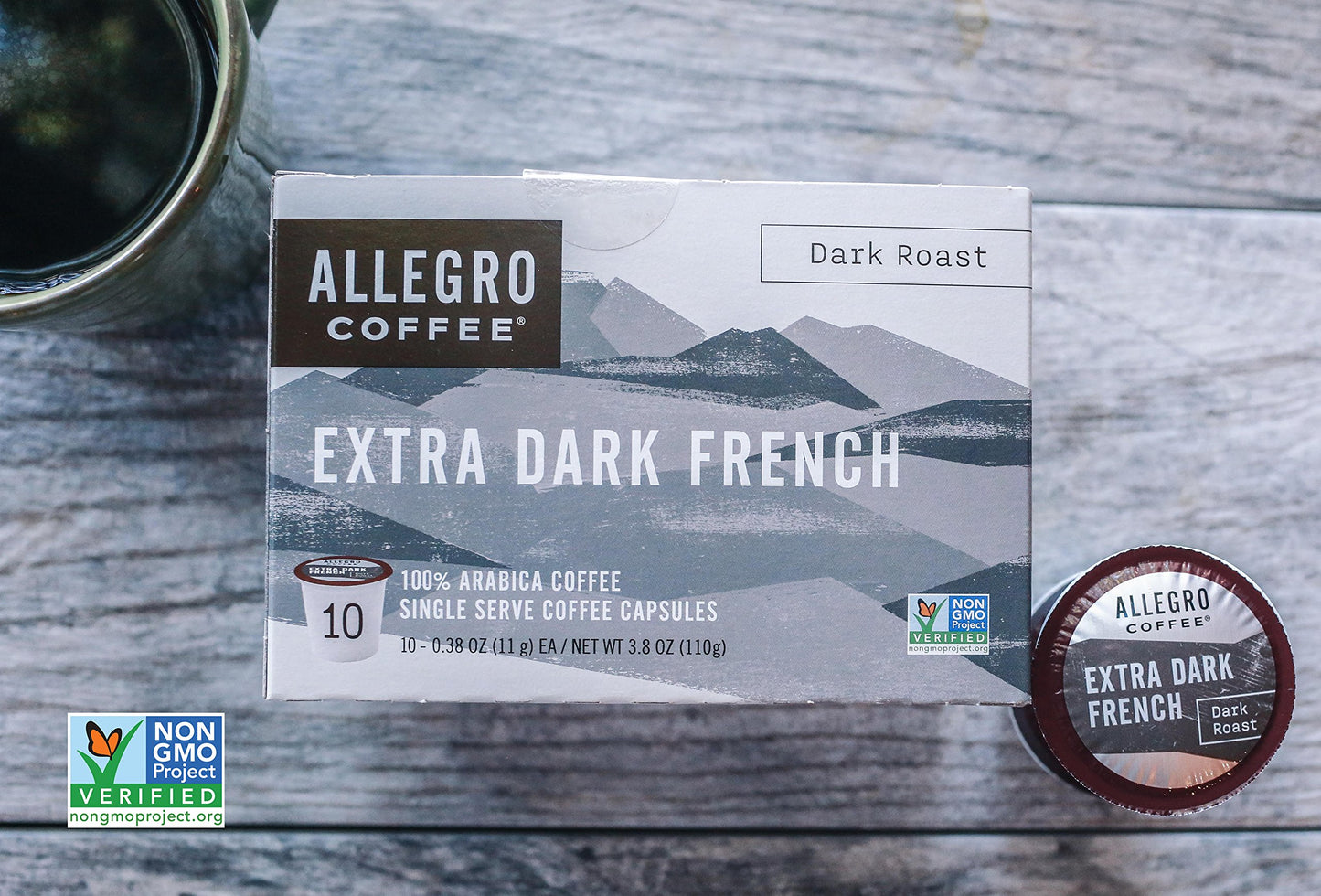 Allegro Coffee French Roast Extra Dark Pods, 10 Count, 3.8 Ounce, Model 6
