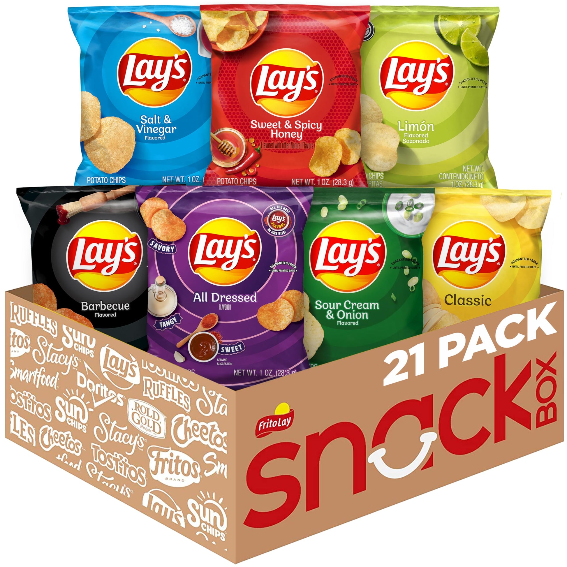 Lays Potato Chips Variety Pack, 1 oz Bags, (21 Pack) (Packaging and Formula May Vary)