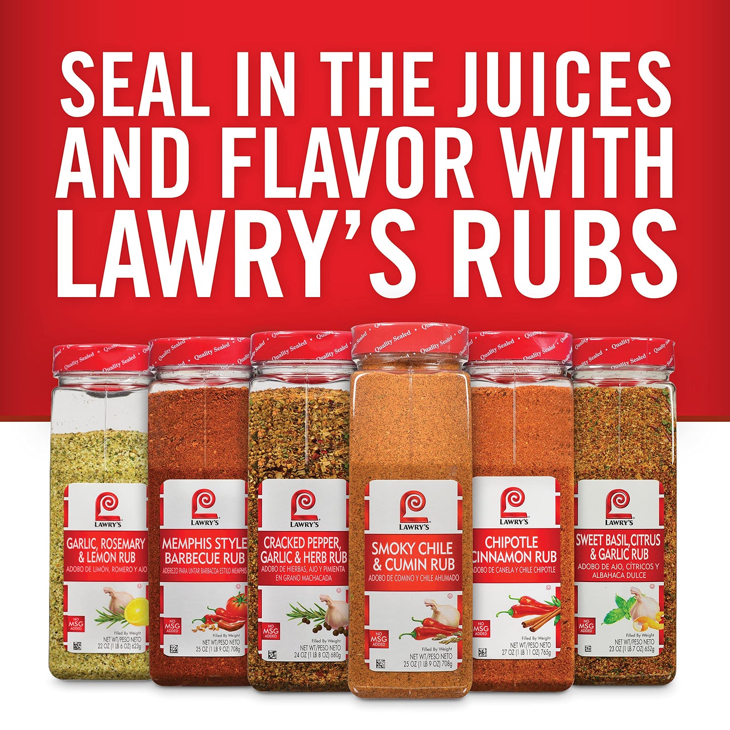 Lawrys Sweet Basil Citrus Garlic Rub - 23 oz Seasoning Blend for Roasts, Ribs, and Pork Chops