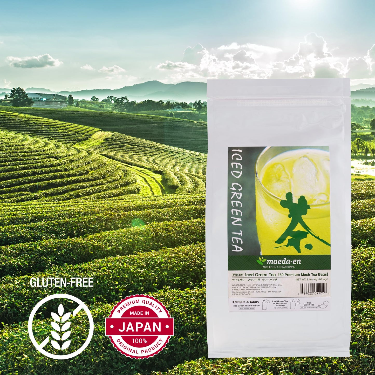 Maeda-En Iced Green Tea Bulk 120 Tea Bags Premium Japanese Origin Individually Wrapped Mesh Loose Teabag 04121 2Pk