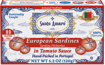 Santo Amaro Authentic European Sardines in Tomato Sauce, 4.23 oz (Pack of 3), Wild Caught, 23g Protein, Paleo, from Portugal