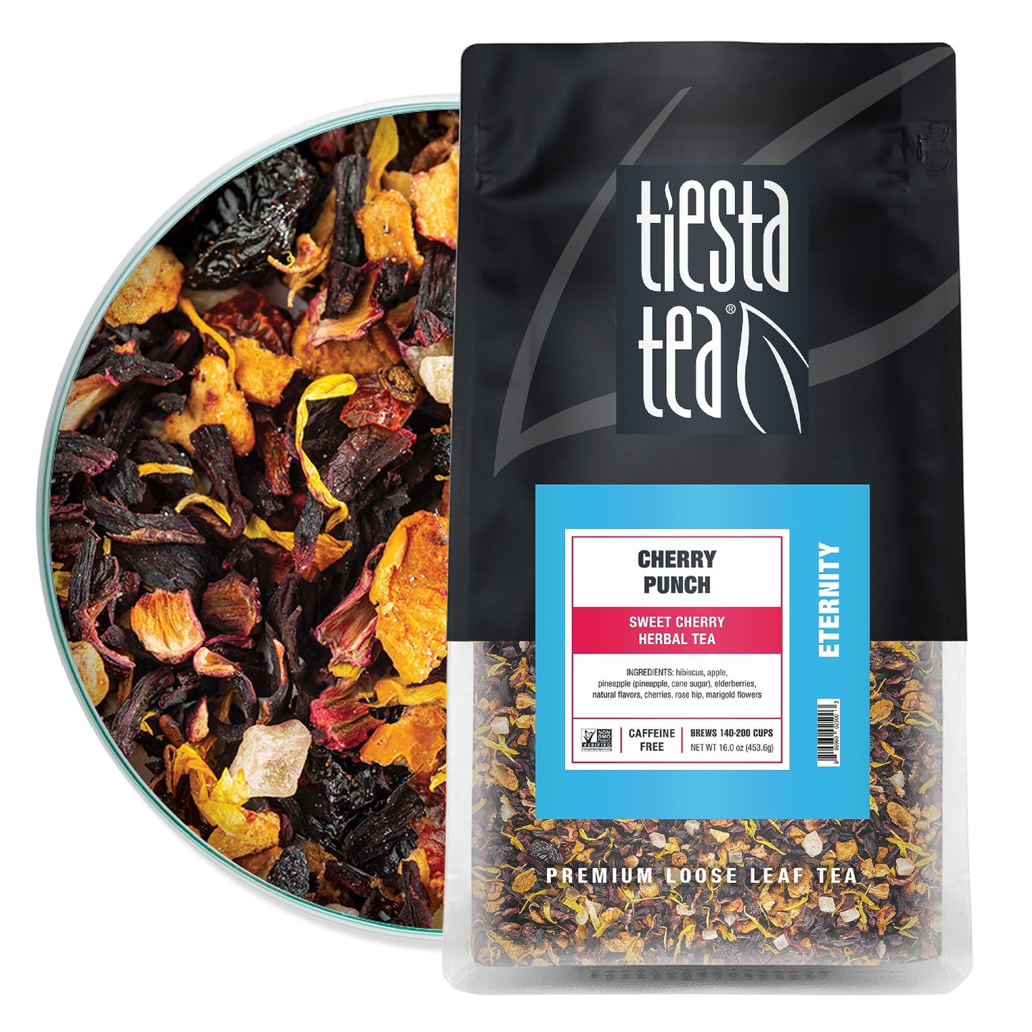 Tiesta Tea - Cherry Punch | Sweet Cherry Herbal Tea | Premium Loose Leaf Blend | Non-Caffeinated Fruit Tea | Hot Or Iced Up To 200 Cups | Crafted With Natural Ingredients - 16Oz Resealable Pouch
