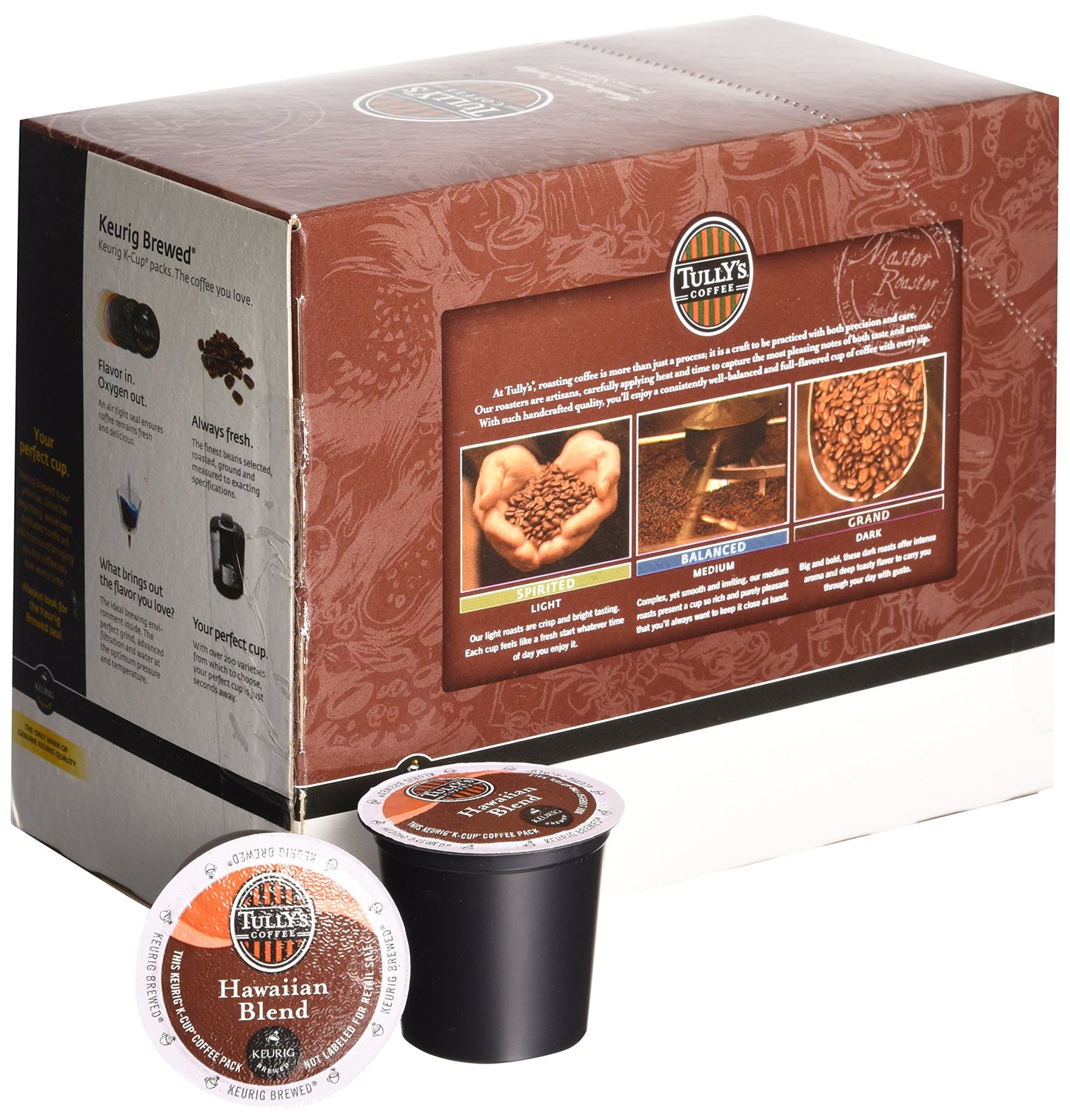 TULLYS Coffee Hawaiian Blend K-Cup Pods - 48 Count, Compatible with KEURIG malt-inspired