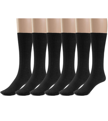 Silky Toes 3 Or 6 Pk Men'S Diabetic Non-Binding Cotton Dress Socks, Multi Colors Also Available In Plus Sizes (9-11, Black - 6 P