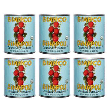 Bianco Dinapoli Organic Crushed Tomatoes, 28 Oz (Pack Of 6) - Grown In California, Vine Ripened, Hand Selected, Plum Tomatoes