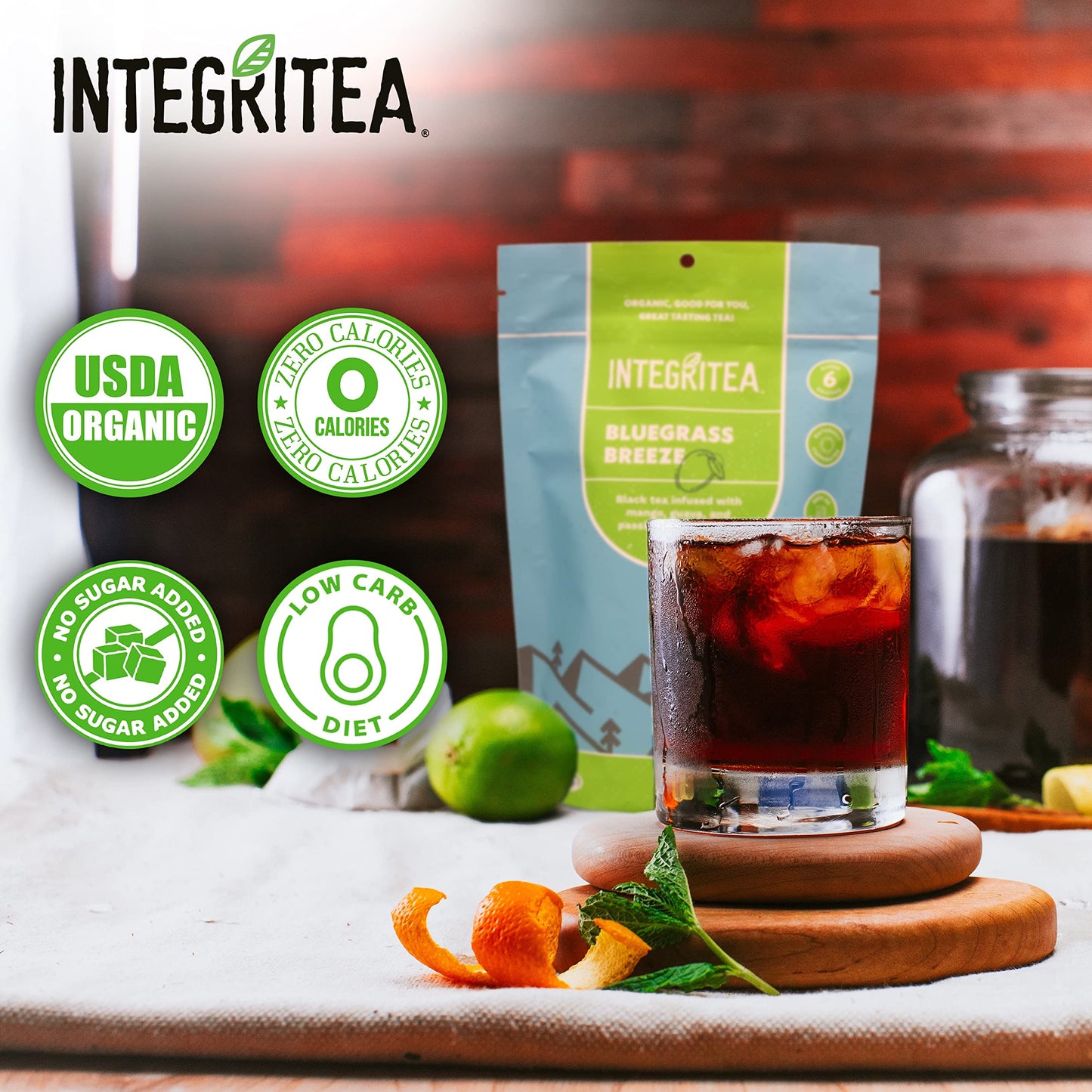 Integritea Integritea Bluegrass Breeze Hot Or Cold Brew Organic Black Tea Bags Infused With Guava Passion Fruit Mango Tea - 6-Ba