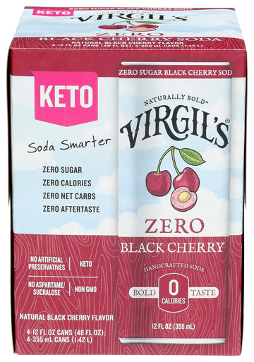 Virgil'S - Soda Zero Sugar Black Cherry Can - Case Of 6 - 4/12 Fluid Ounces