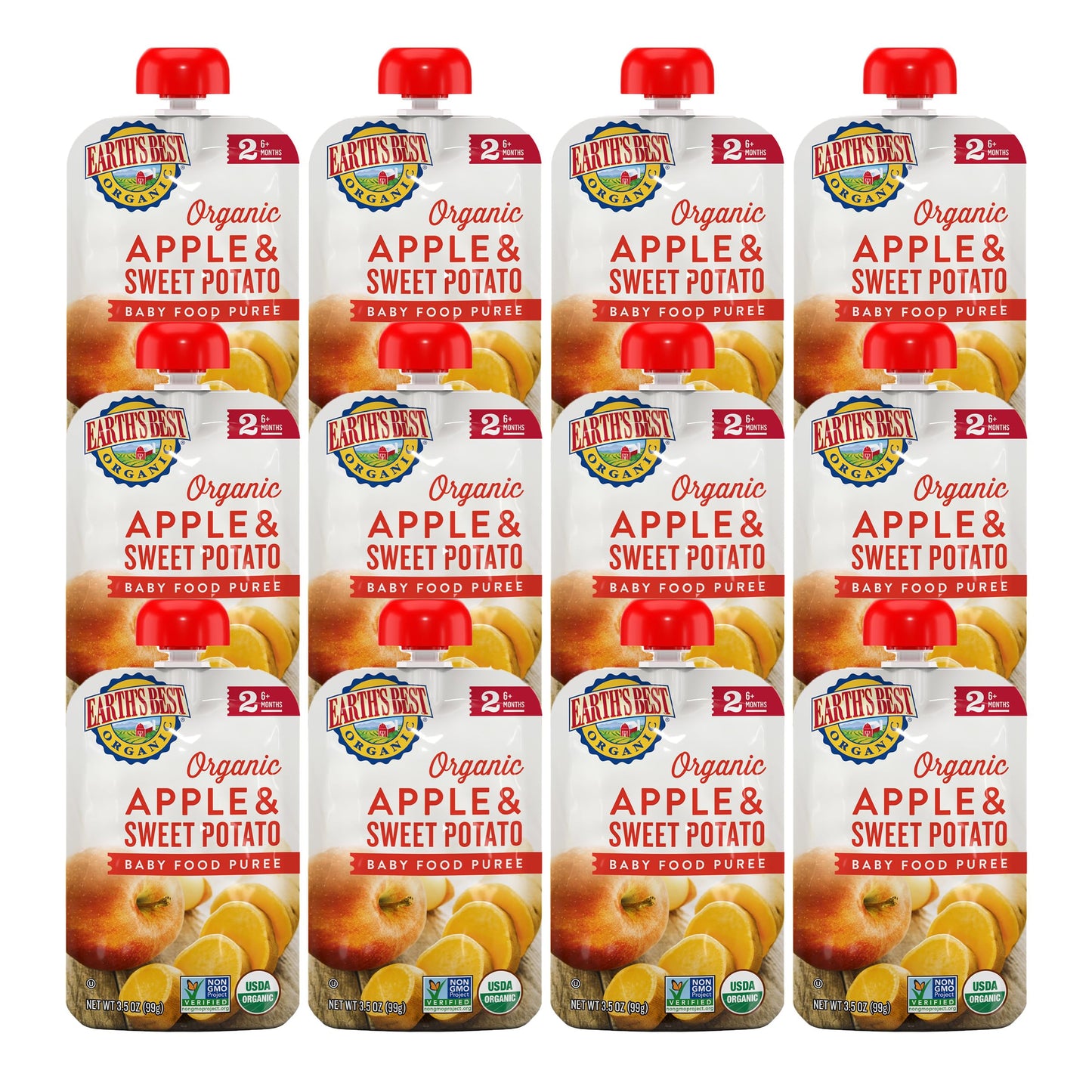 Earth'S Best Organic Baby Food Pouches, Stage 2 Fruit And Vegetable Puree For Babies 6 Months And Older, Organic Sweet Potato An
