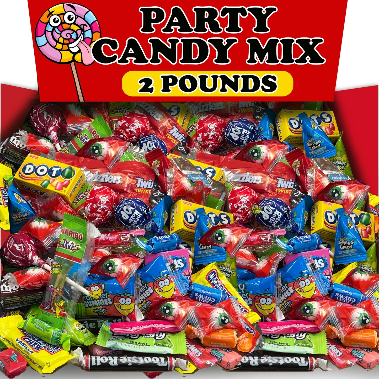 Bulk Candy Assortment Mix  Includes Assorted Individually Wrapped Kids Canndy Variety  Fruit Snacks  Gummy Snakes  Popping Candy and More  Birthday Party Favor Kit Goodie Bag