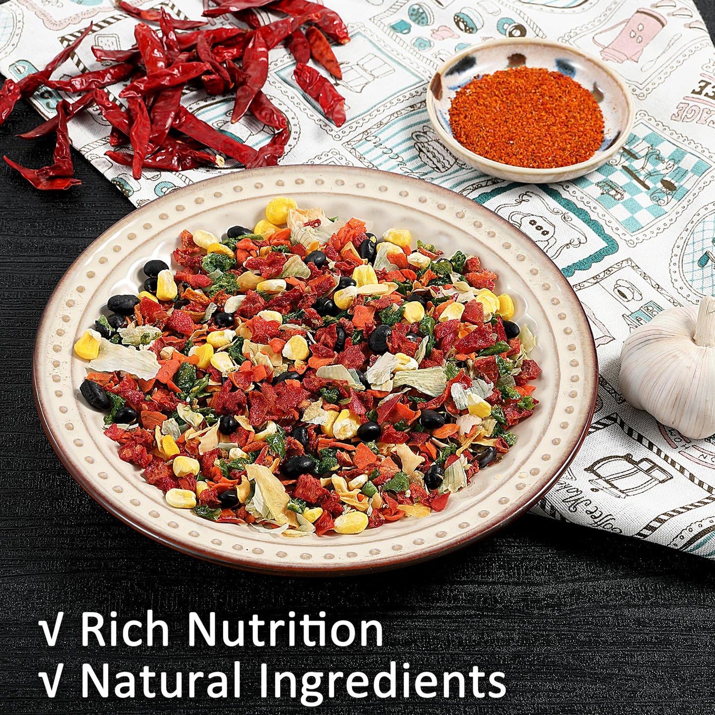Yimi Dehydrated Freeze Dried Vegetables Mix, Homemade In Minutes Black Beans Tortilla Soup, Dry Veggie Flakes With Spicy Seasoni