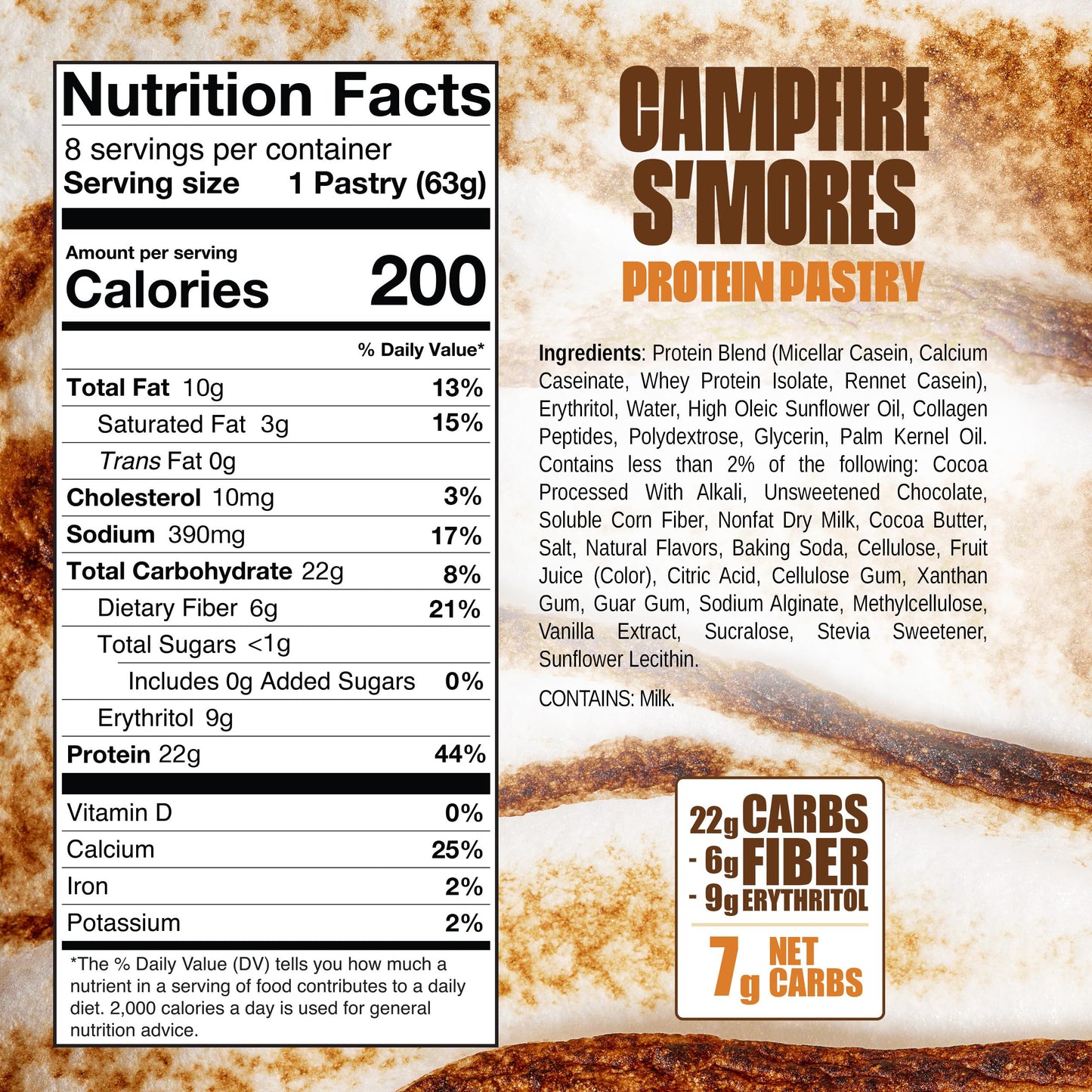Legendary Foods 22g Protein Pastry 0g Added Sugar  Low Carb  Gluten Conscious  Keto Snack  Ideal for Glucose Management  Includes Whey Protein Isolate  8 Pack Campfire Smores