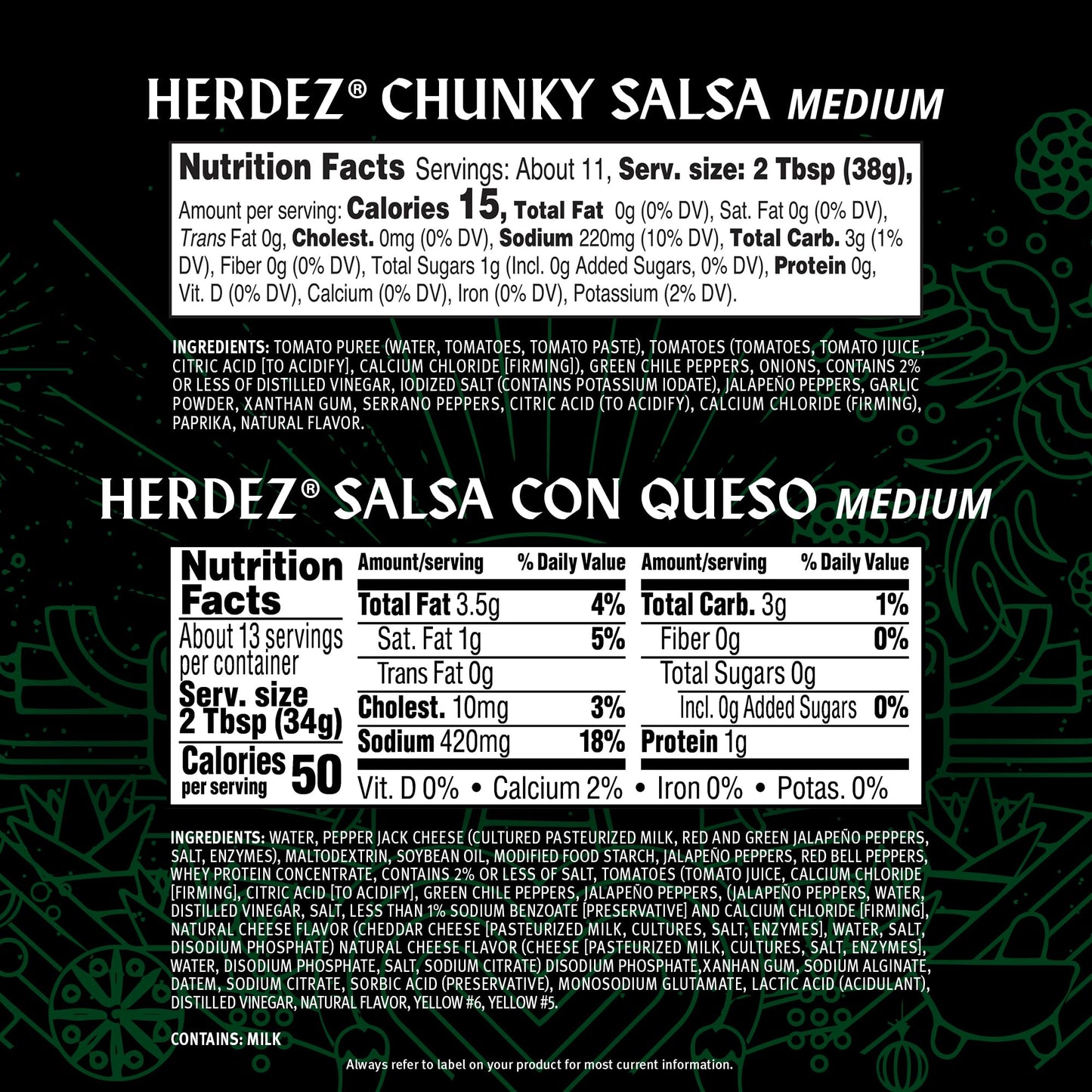 HERDEZ Salsa Dipping Variety 3 Pack - (2) Chunky Medium, (1) Salsa Con Queso Medium - Authentic Mexican Flavor Dips for Chips