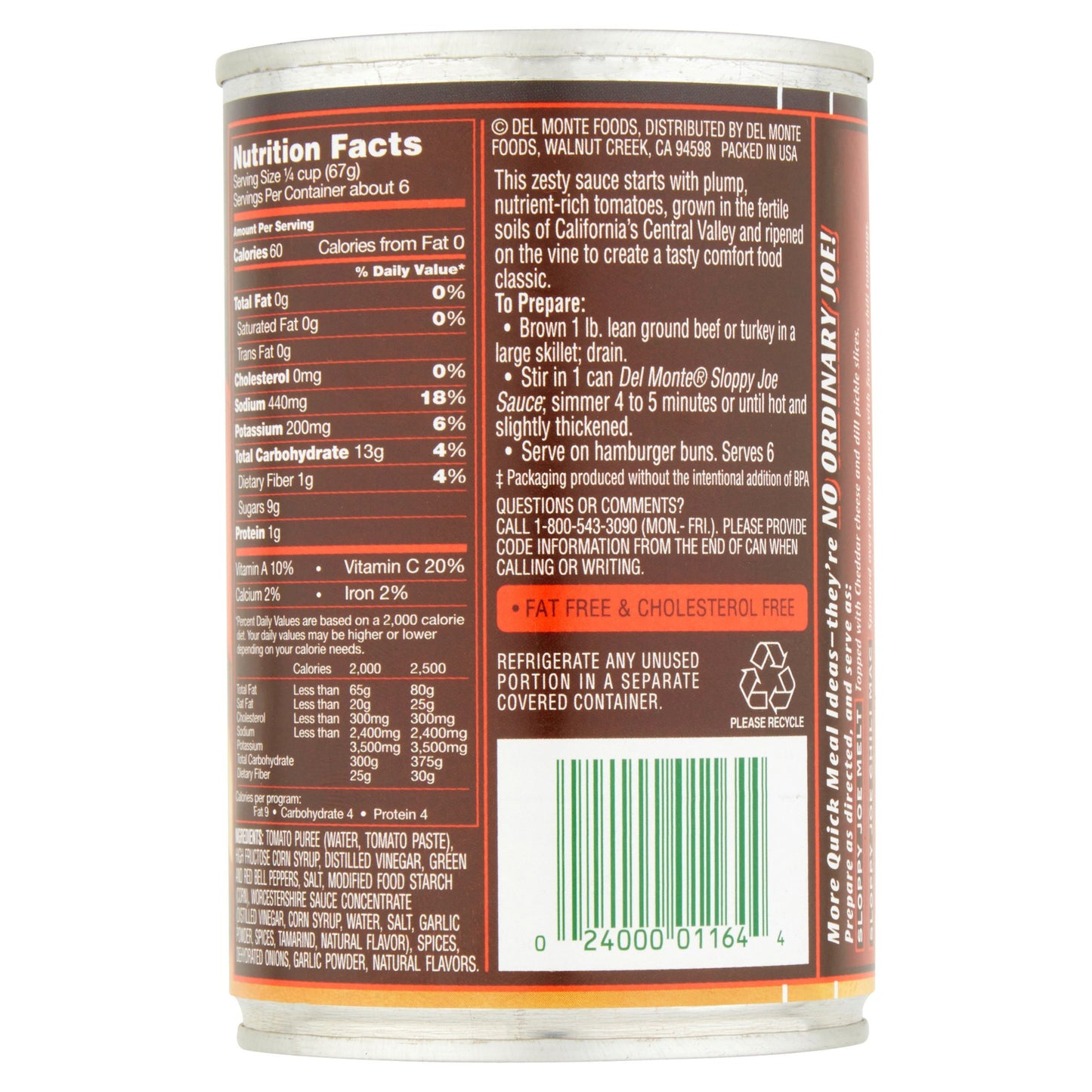 Del Monte Original Sloppy Joe 15 oz Pack of 6