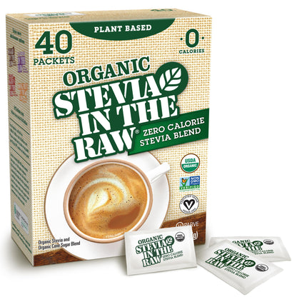 Stevia In The Raw Organic Stevia Sweetener Packets, 40 Ct, Zero Calorie Stevia Sugar Substitute Packets, No Erythritol or Artifi